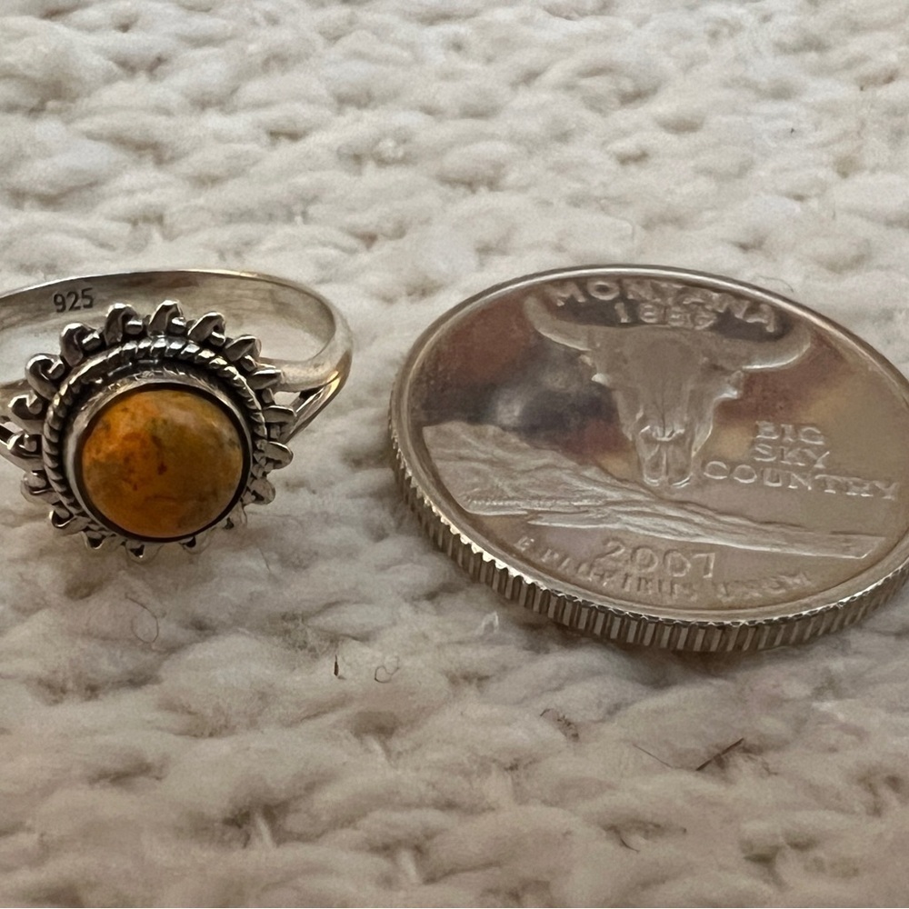 ❤️ Bumblebee Jasper Southwestern 925 Navajo Inspired Sz 7 Ring 2.2 gms - Picture 8 of 14
